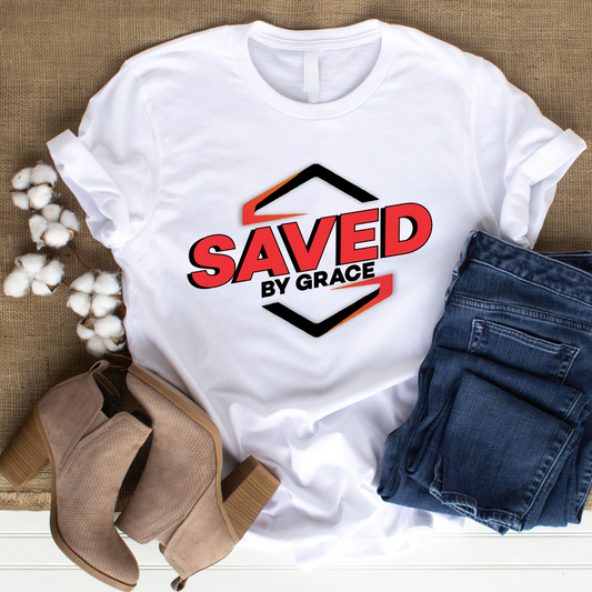 Saved by Grace Christian T-Shirt - Ephesians 2:8 Faith Apparel