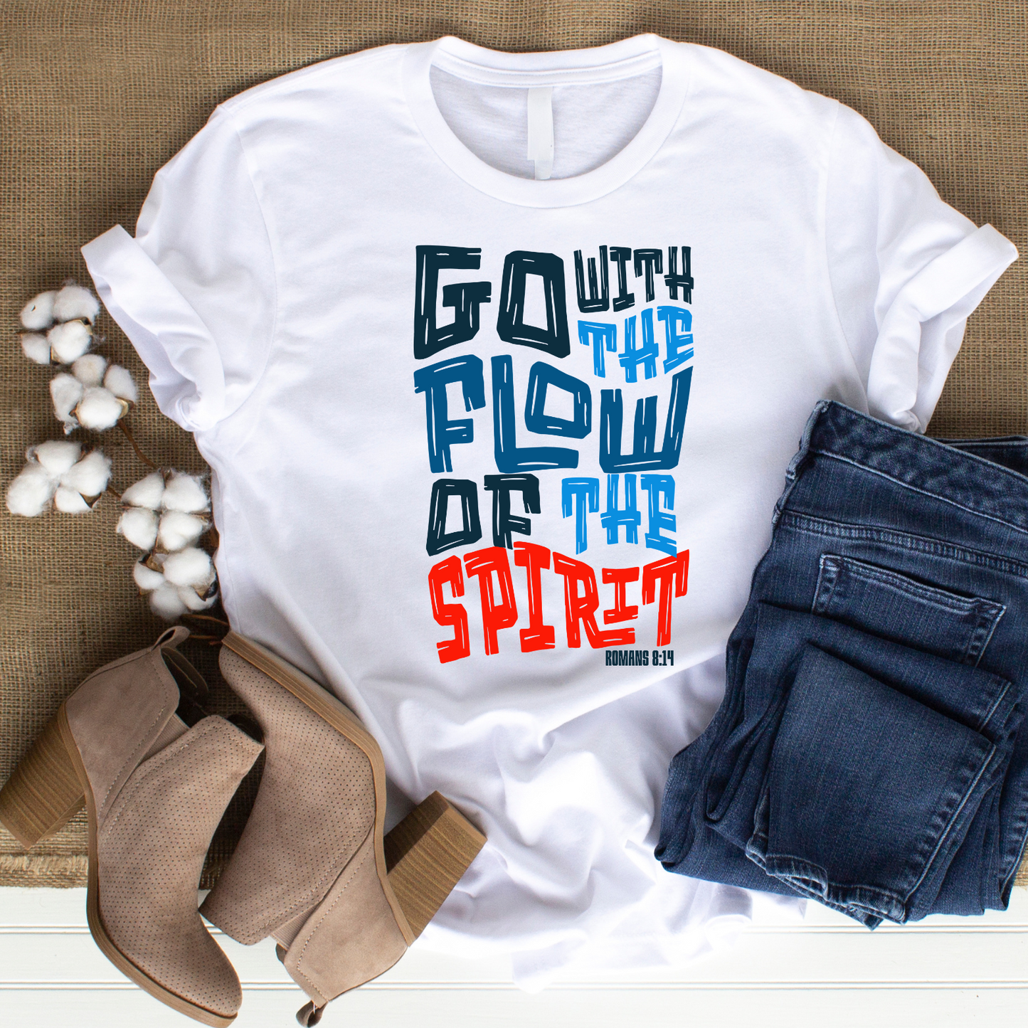 Go with the Flow Christian T-Shirt - Divine Direction Faith Apparel