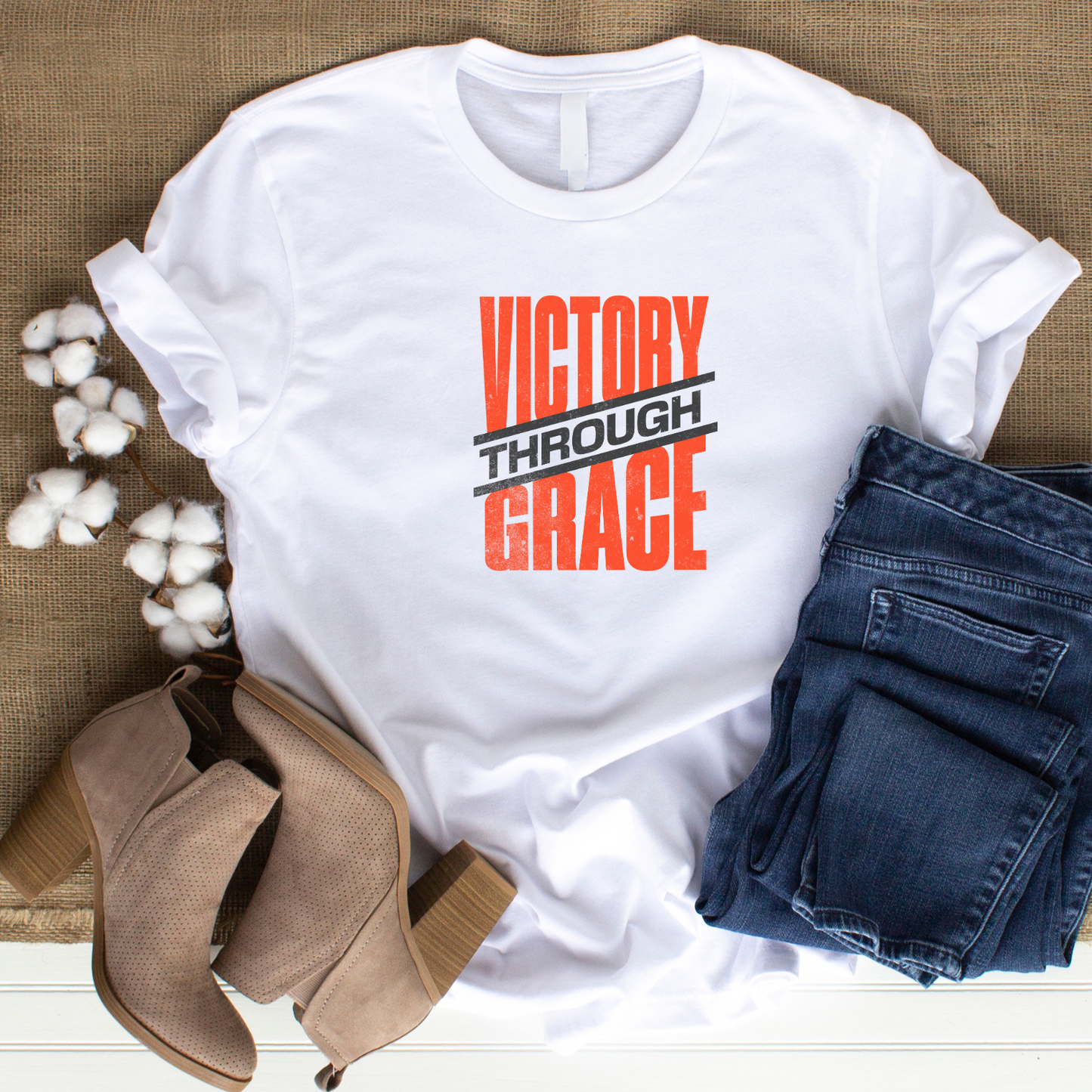 Victory Through Grace - Triumph Christian T-Shirt for Overcomers