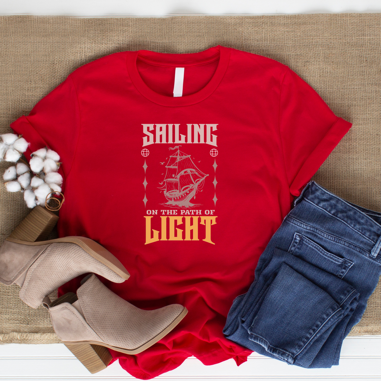 Sailing on the Path of Light - Inspirational Christian T-Shirt