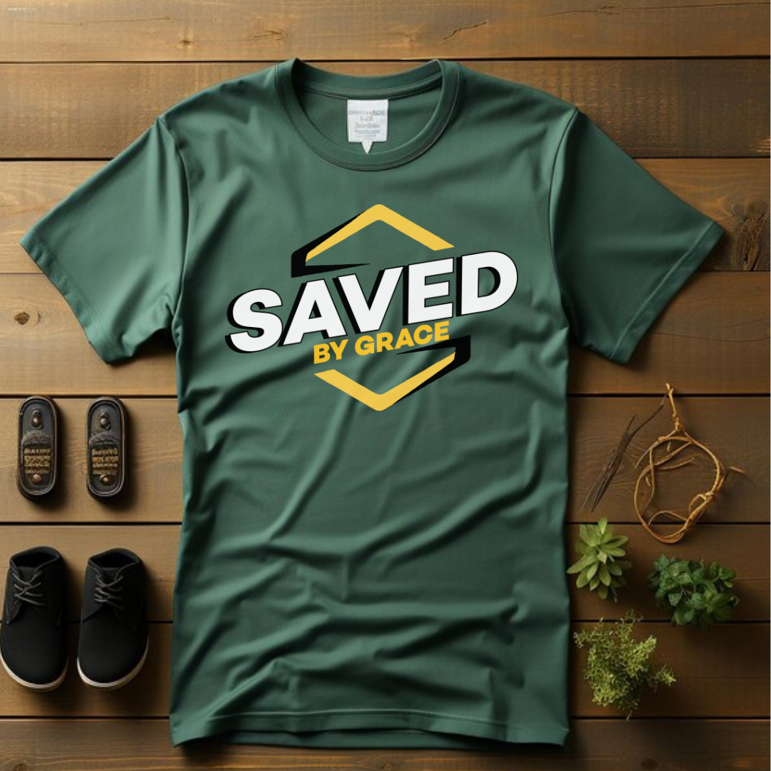 Saved by Grace Christian T-Shirt - Ephesians 2:8 Faith Apparel