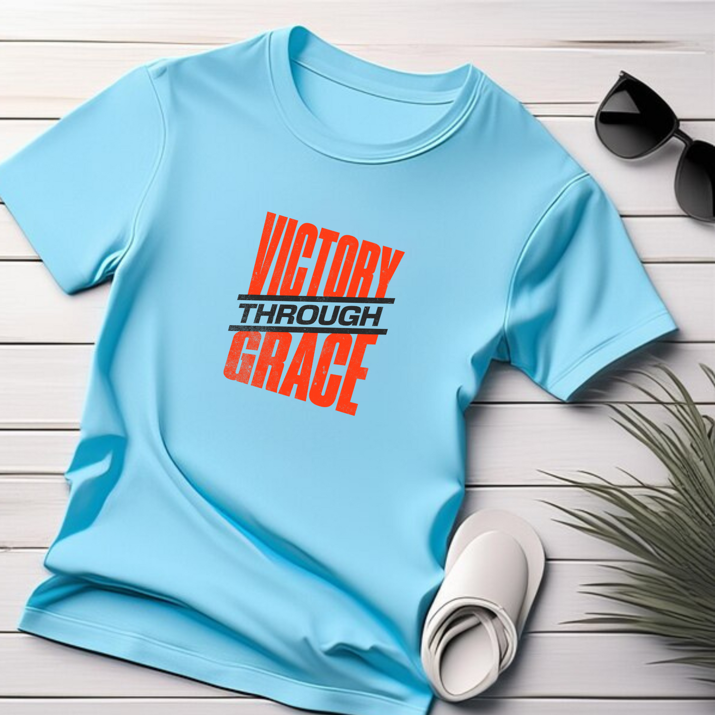 Victory Through Grace - Triumph Christian T-Shirt for Overcomers