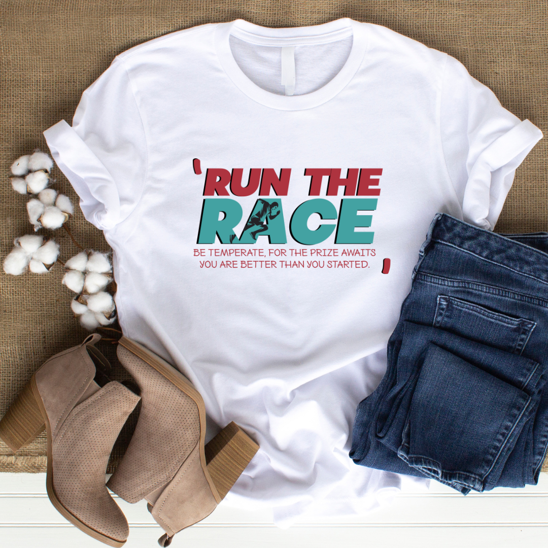 Run the Race Christian T-Shirt - Faith Motivation Apparel