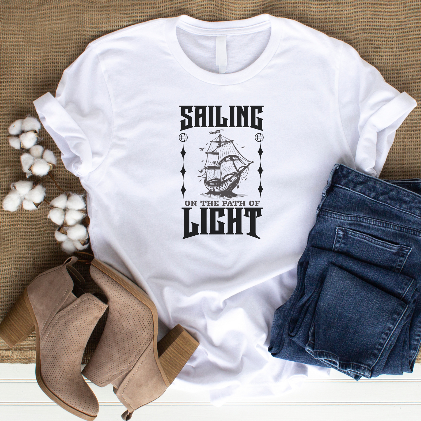 Sailing on the Path of Light - Inspirational Christian T-Shirt