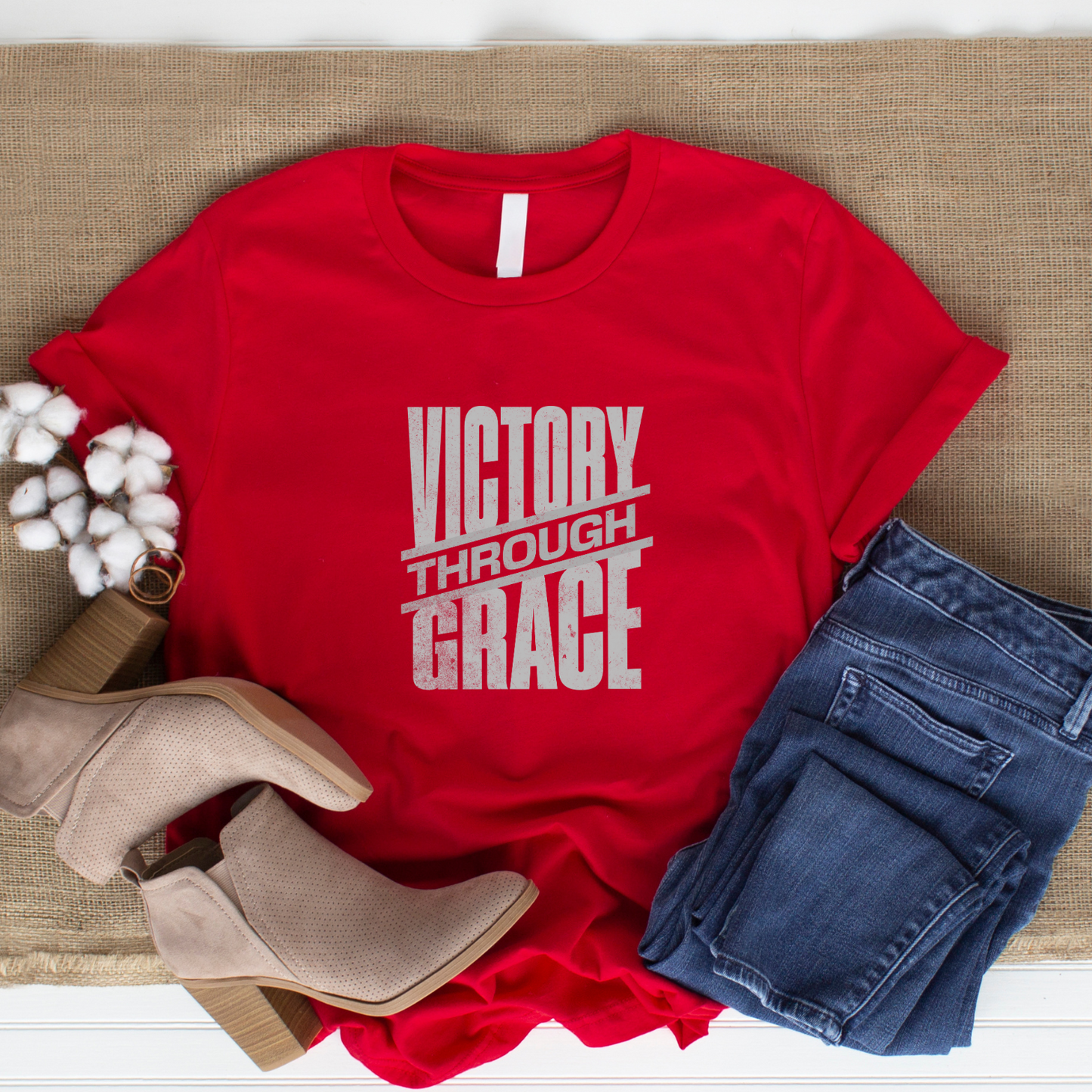 Victory Through Grace - Triumph Christian T-Shirt for Overcomers