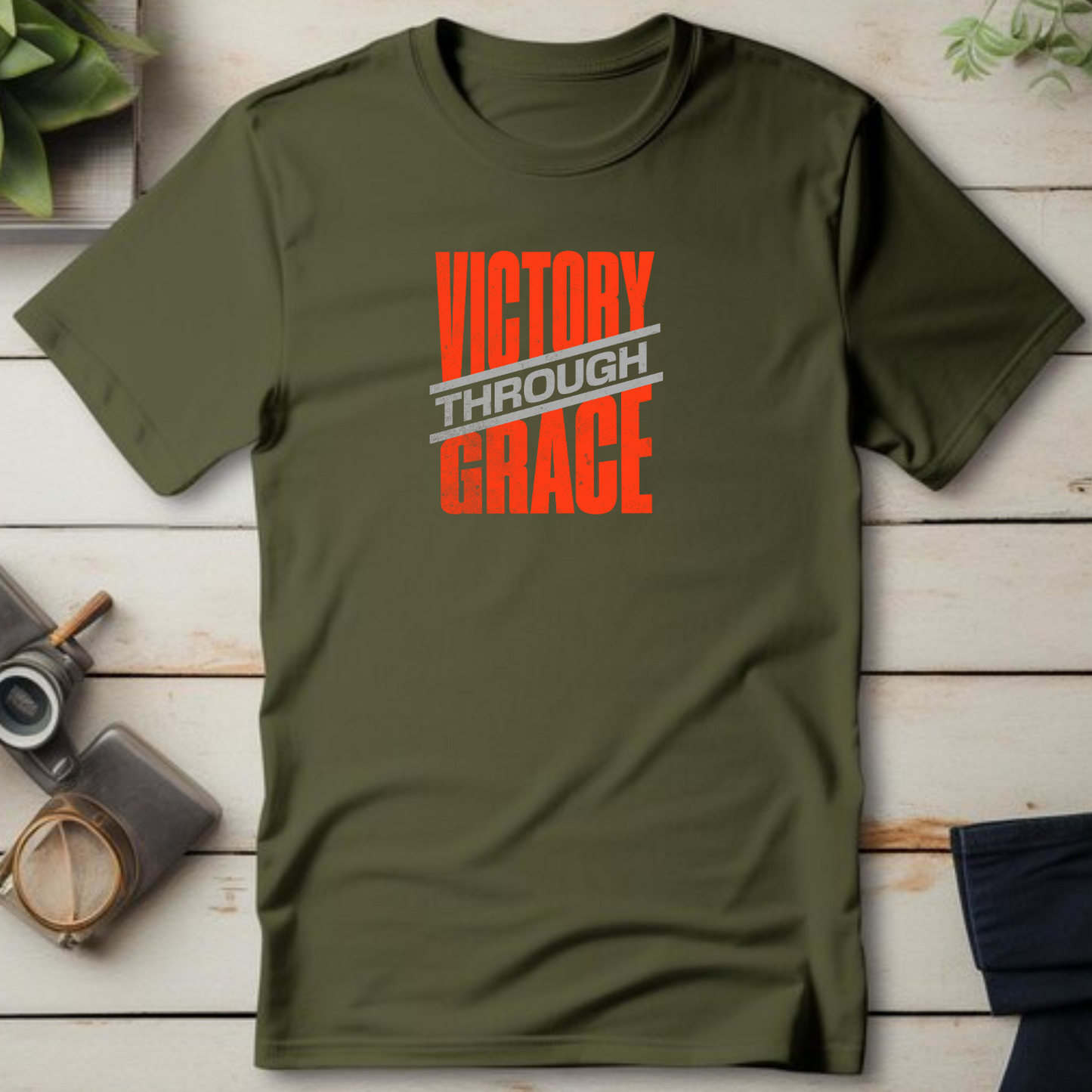 Victory Through Grace - Triumph Christian T-Shirt for Overcomers