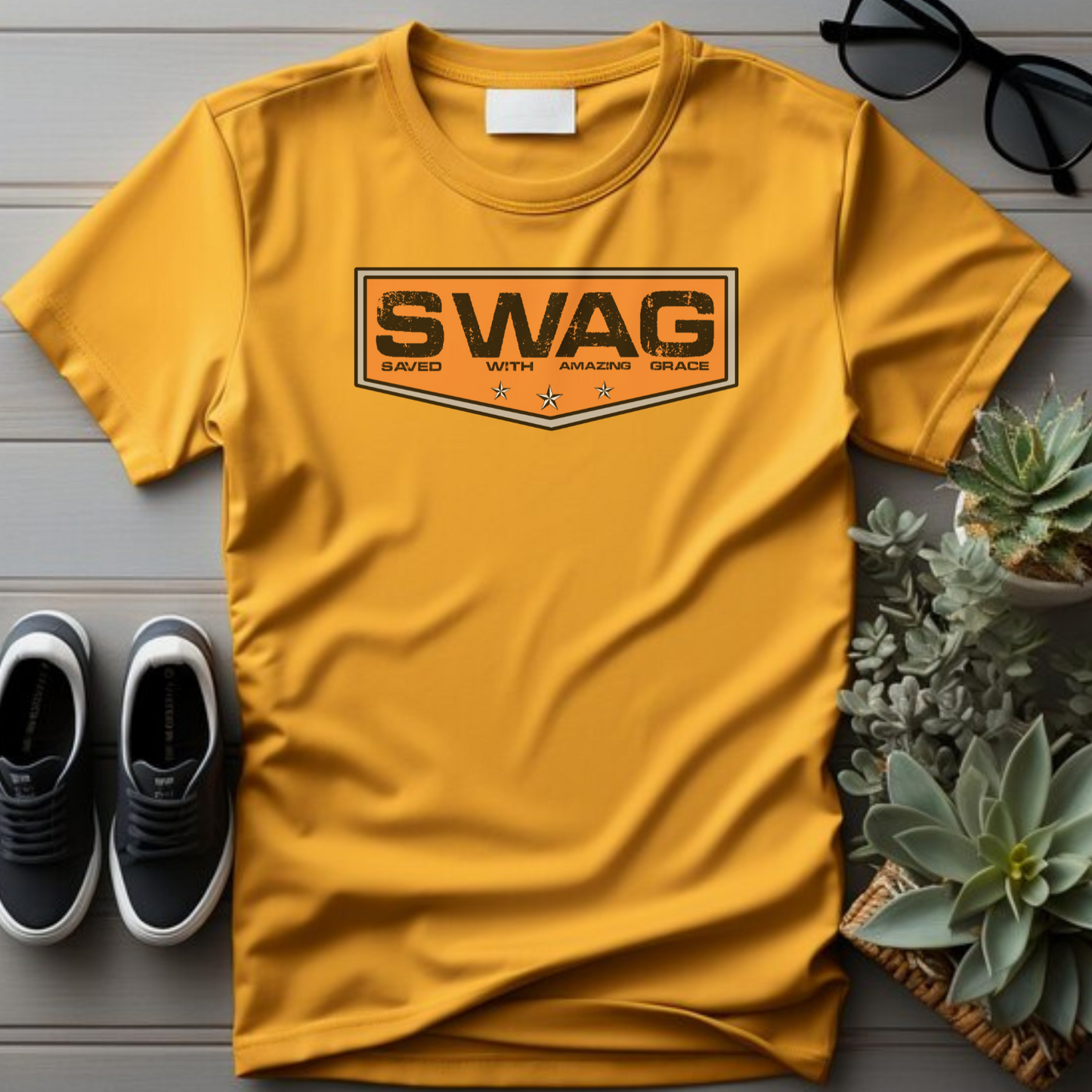 SWAG Christian T-Shirt - Saved With Amazing Grace Faith Apparel