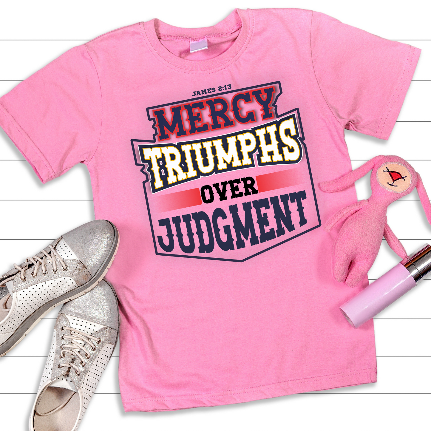 Mercy Over Judgement[Badge] Christian T-Shirts Apparel