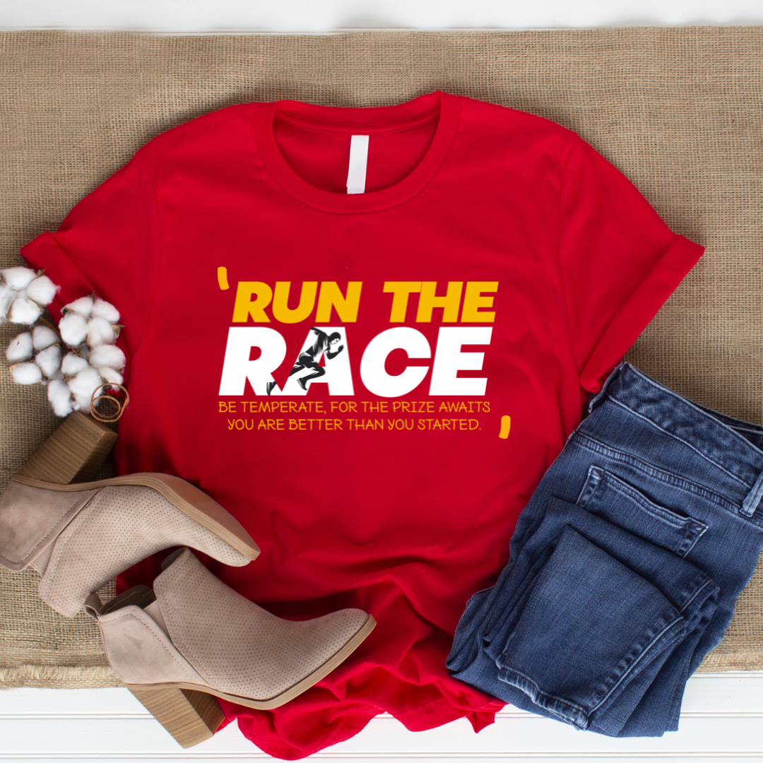 Run the Race Christian T-Shirt - Faith Motivation Apparel